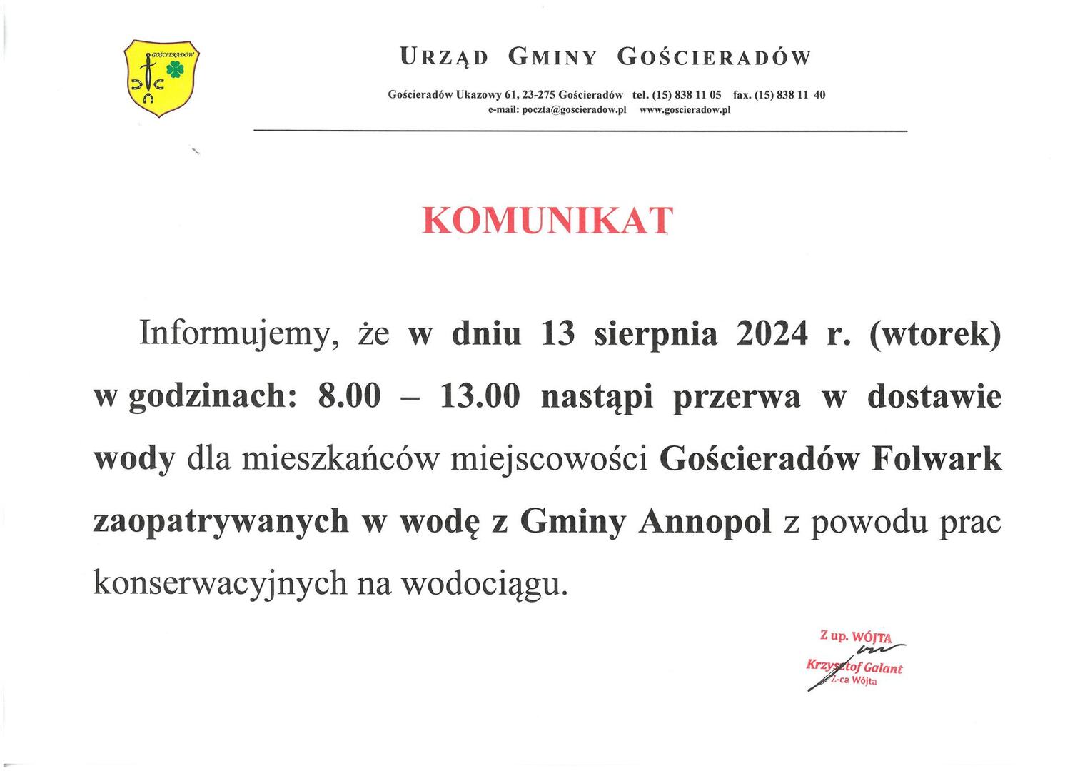 Zdjęcie komunikatu