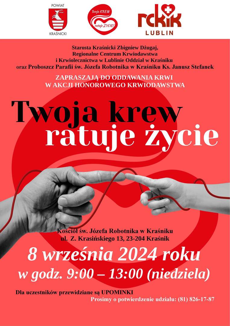 Zdjęcie plakatu akcji krwiodawstwa