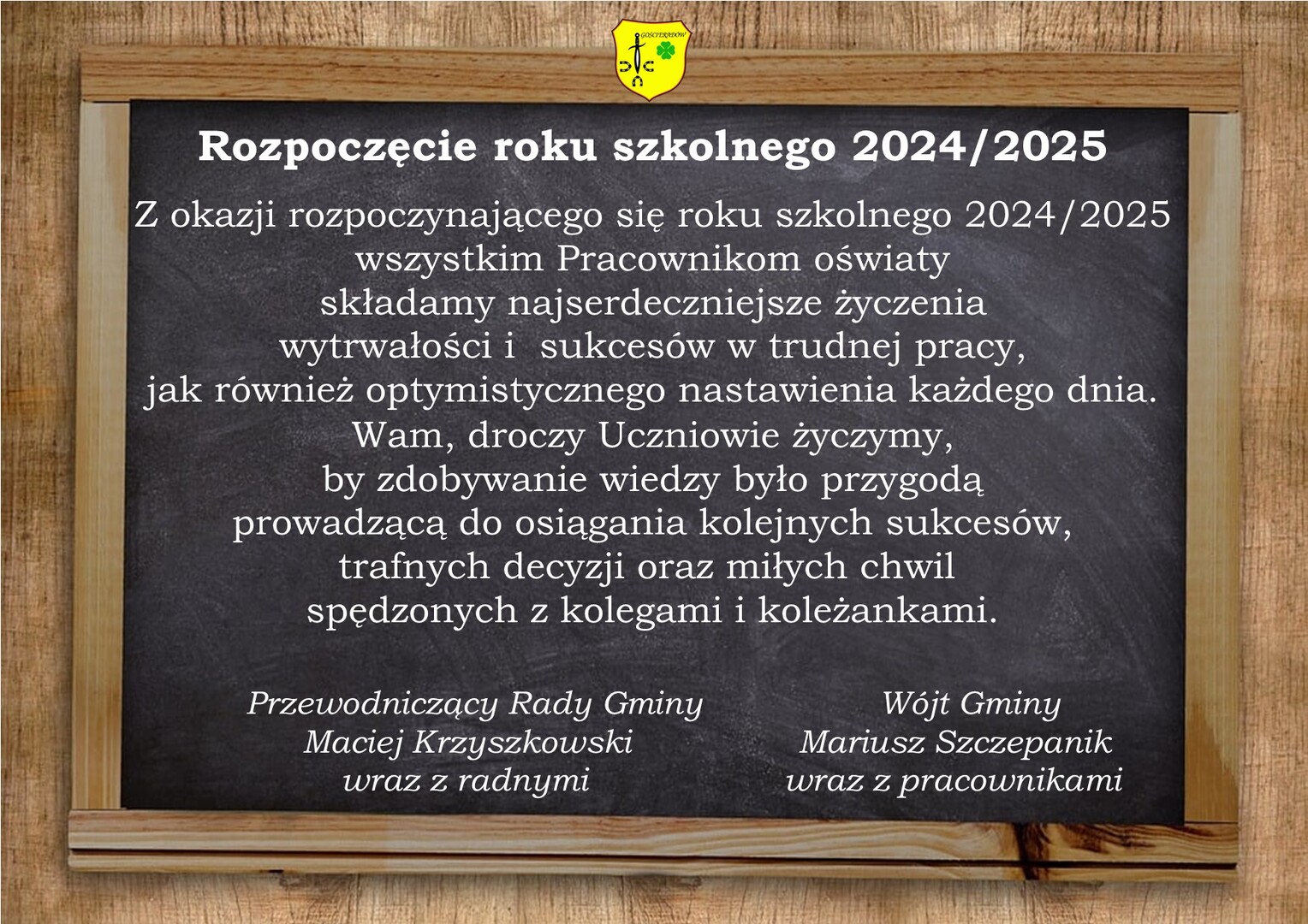 Zdjęcie tablicy z życzeniami