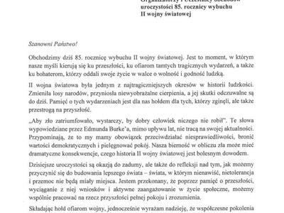 Zdjęcie z Obchodów 85. Rocznicy wybuchu II Wojny Światowej w Gminie Gościeradów