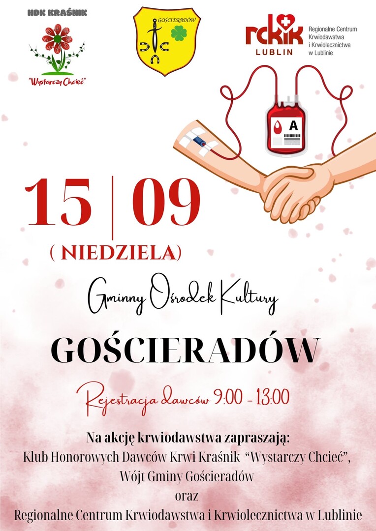 Zdjęcie plakatu akcji krwiodawstwa