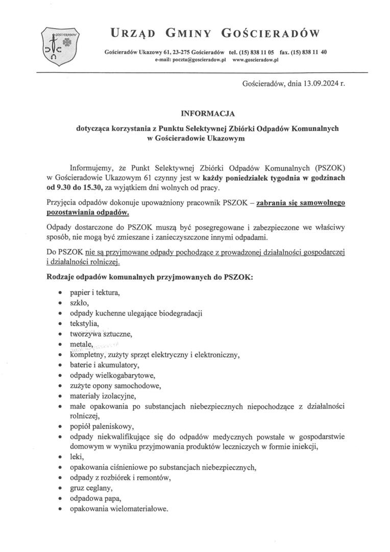 Obraz/skan dokumentu zawierającego treść informacji - str 1