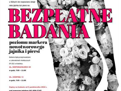 Zdjęcie plakatu dotyczącego bezpłatnych badań