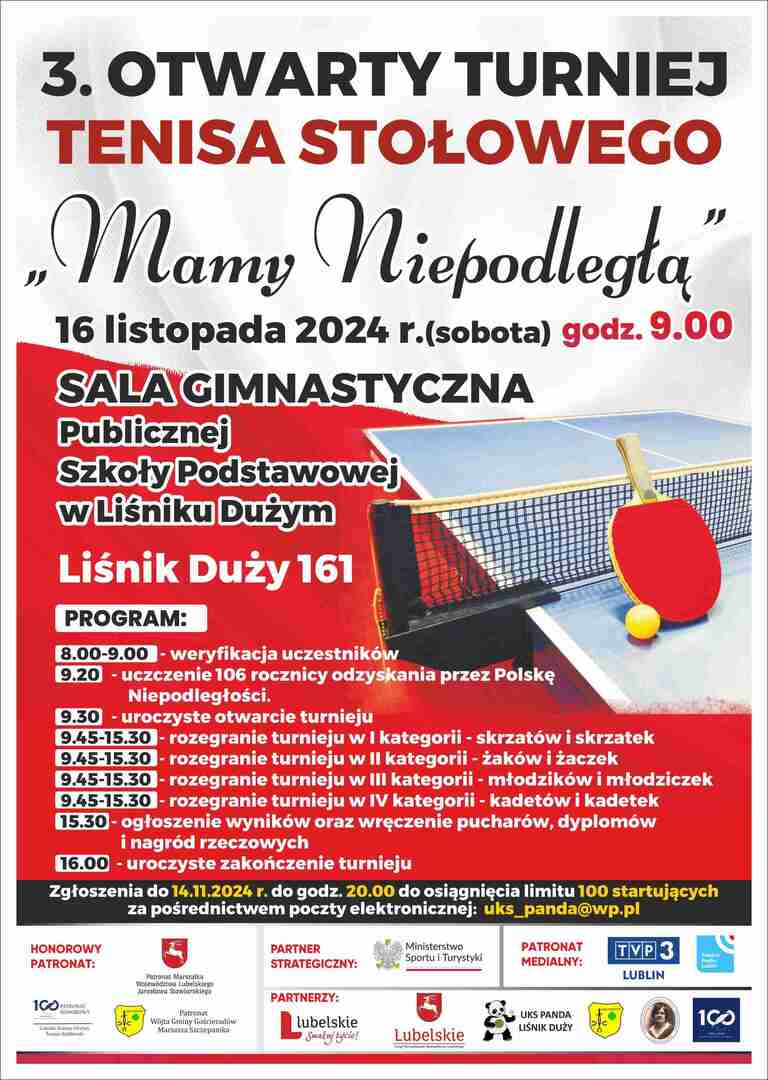 Zdjęcie plakatu z grafiką tenisa stołowego