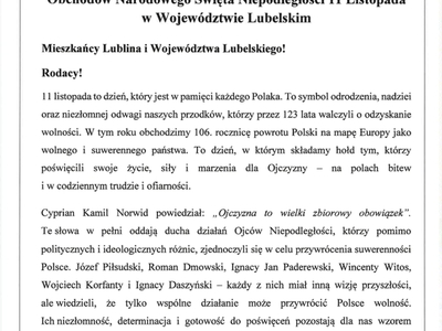 Zdjęcie Odezwy 11 Listopada