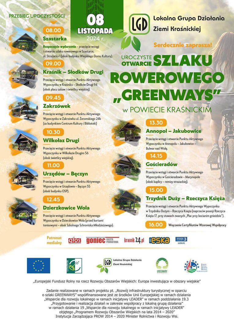 Zdjęcie plakatu dotyczącego otwarcia szlaku rowerowego