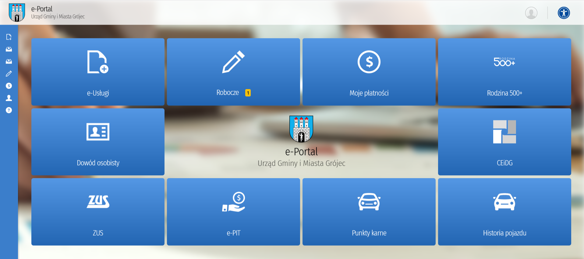 portal e-Urząd dostępny dla mieszkańców gminy Grójec