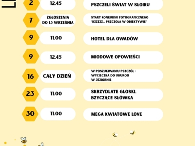 Plakat wakacyjny z terminami zajęć