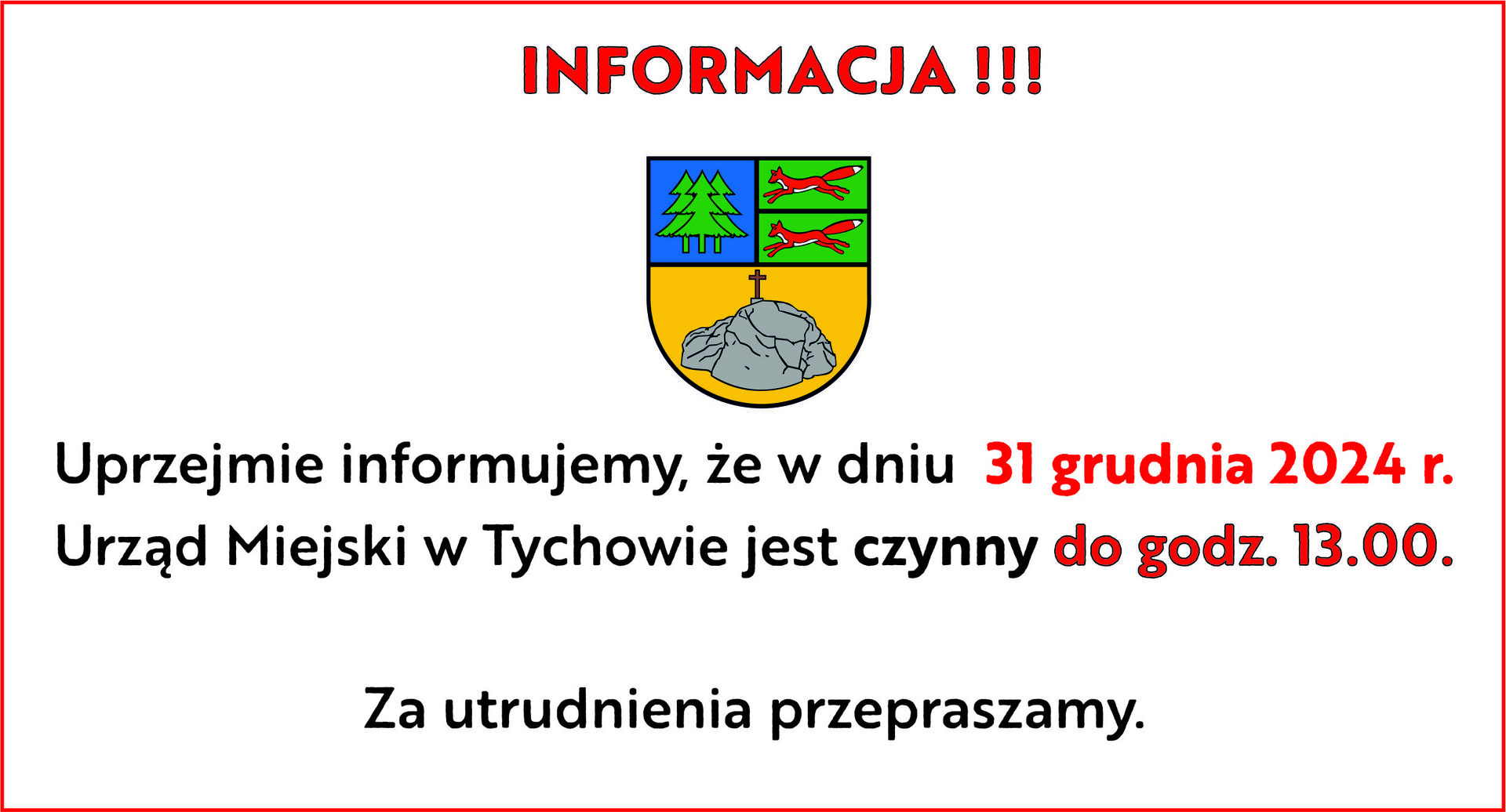 Informacja - tekst w informacji na stronie