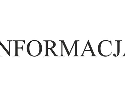 Napis informacja z herbem Gminy Tychowo