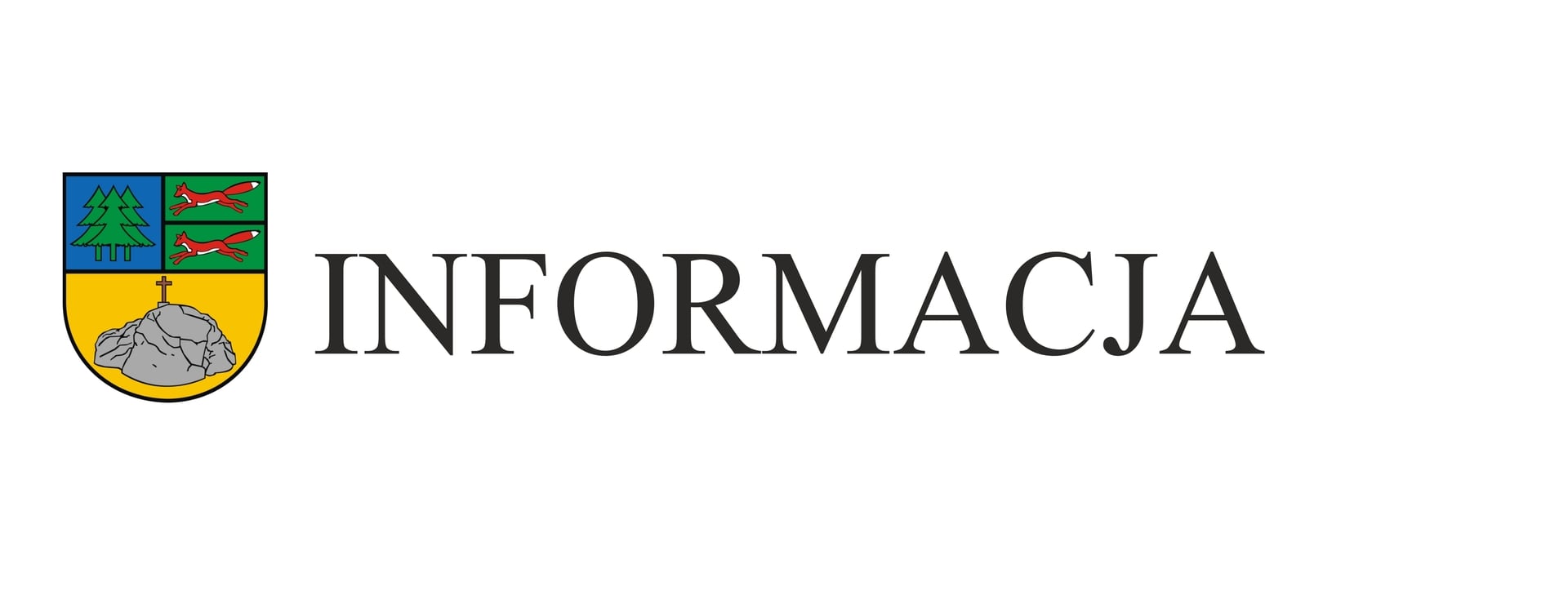 Napis informacja z herbem Gminy Tychowo