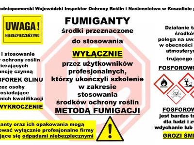 ULOTKA PLAKAT INFROMUJĄCY O NIEBEZPIECZNYCH FUMIGANTÓW