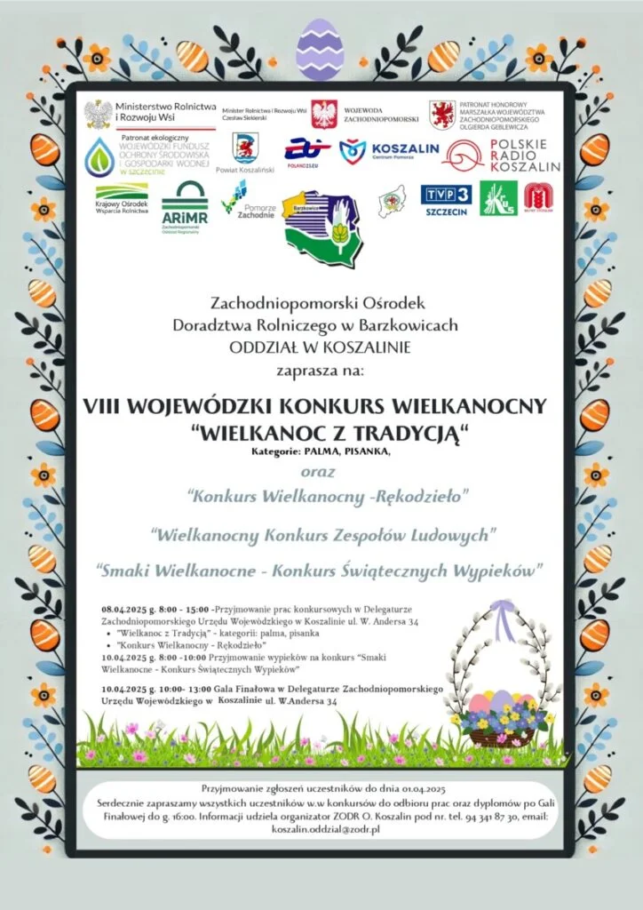 Plakat informujący o  VIII Wojewódzkim Konkursie Wielkanocnym „Wielkanoc z Tradycją” 