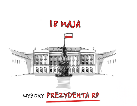 Wybory Prezydenta RP - 18 maja. Obraz przedstawia Pałac Prezydencki. 