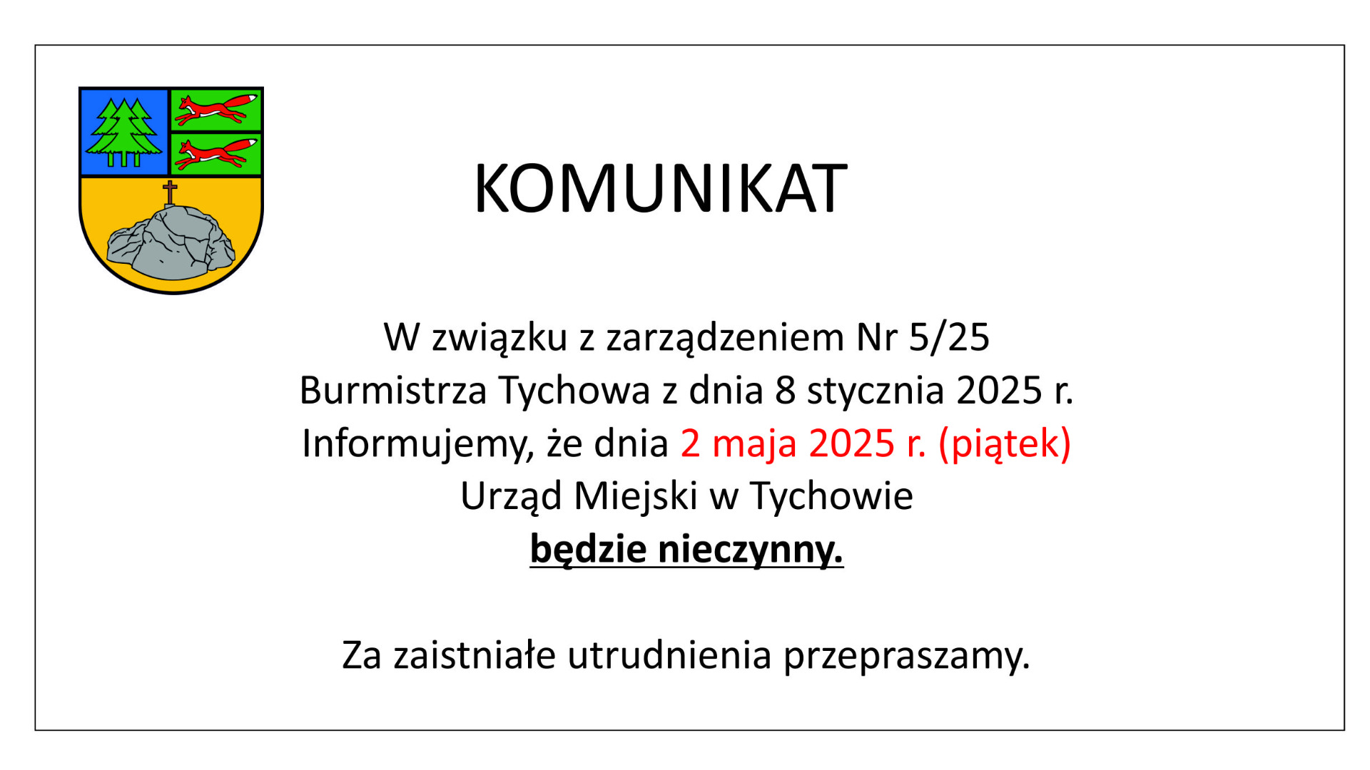 Na obrazku herb Gminy Tychowo oraz informacja zawarta w tekście do artykułu. 