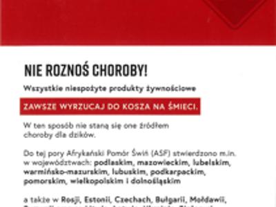 na zdjęciu informacje o ASF