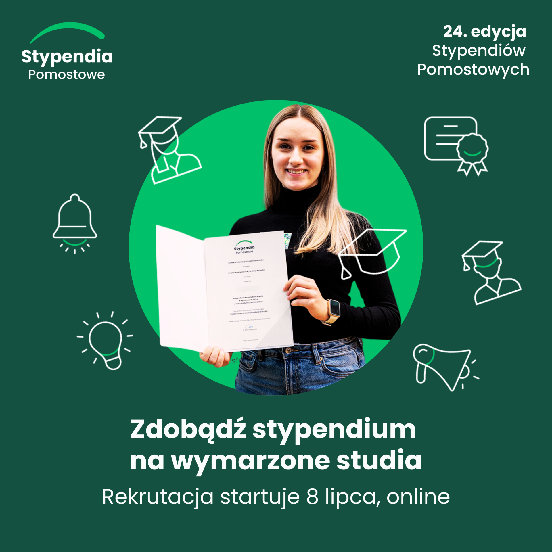 Plakat informujący o stypendium posmostowym. 