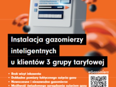 Plakat infromujący o realizacji projektu eGazomierz. (szczegóły w pliku PDF)