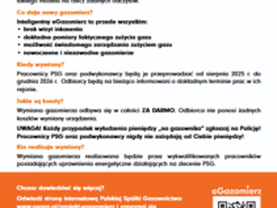 Plakat infromujący o realizacji projektu eGazomierz. (szczegóły w pliku PDF)