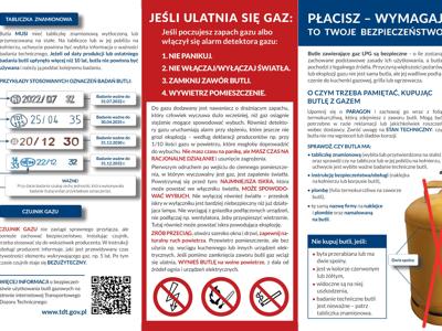 Ulotka informacyjna dotycząca bezpiecznej butli.