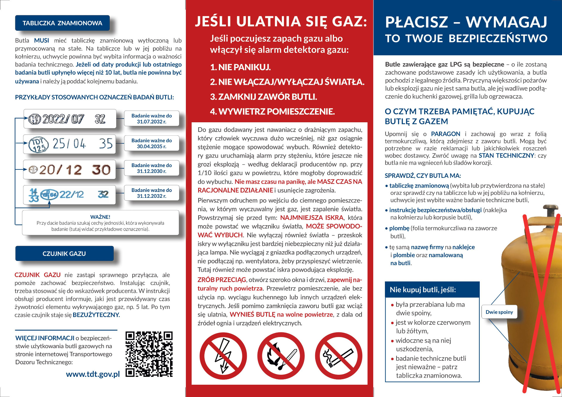 Ulotka informacyjna dotycząca bezpiecznej butli.