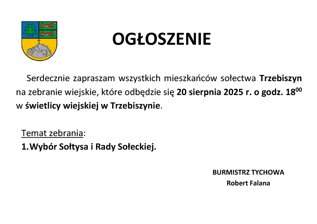 Informacja o zebraniu sołeckim w artykule.