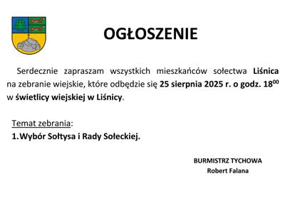 Informacja o zebraniu sołeckim w artykule.