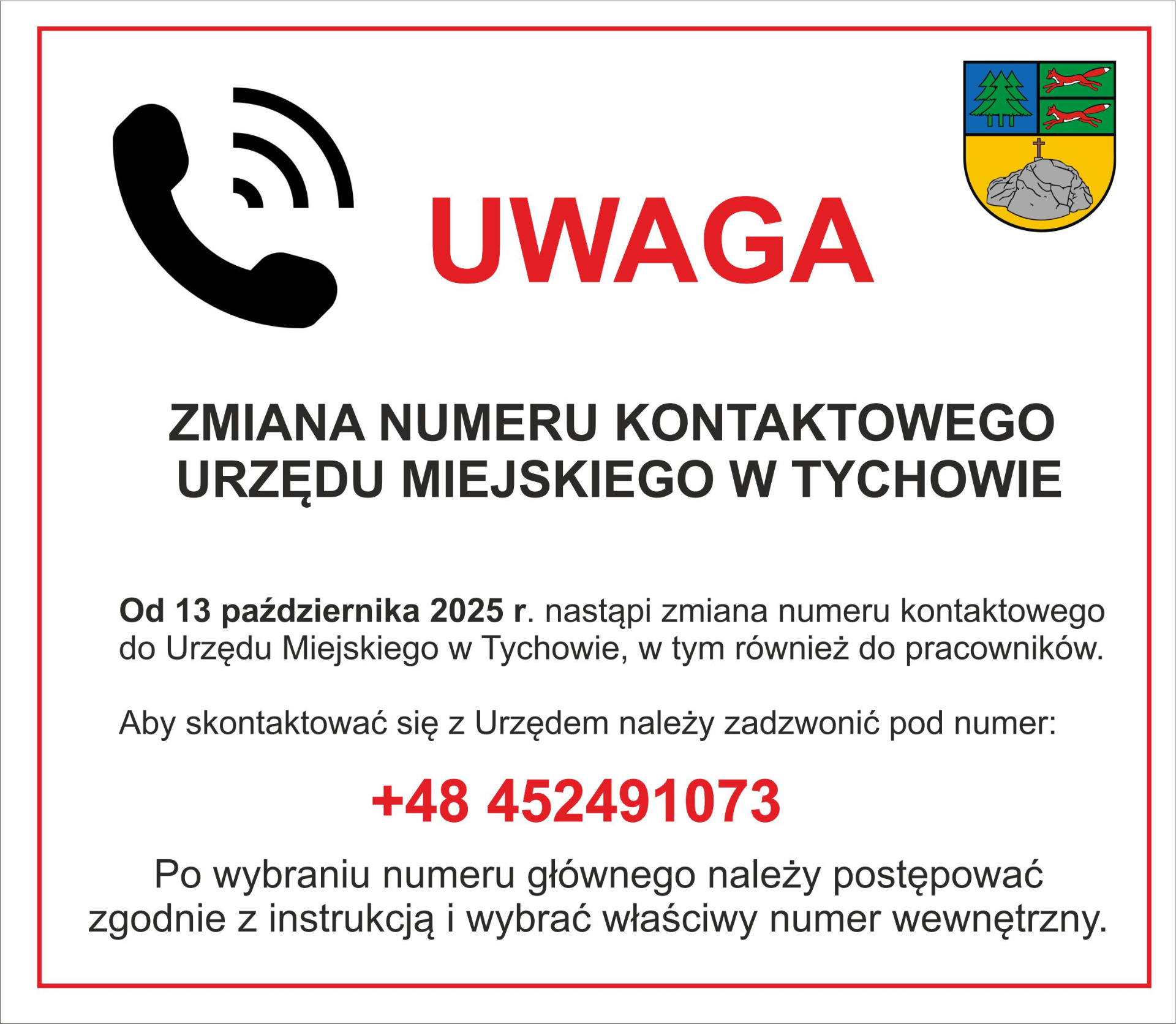 Uwaga zmiana numerów kontaktówych informacja. 