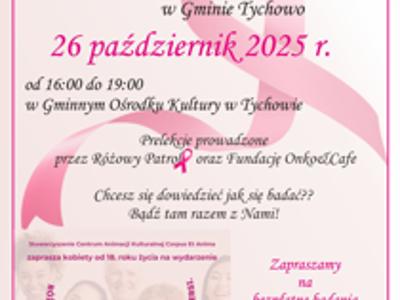 Plakat zapraszający do wzięcia udziału w akcji w ramach Różowego Października