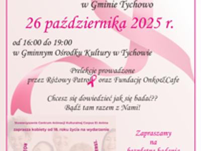 Plakat zapraszający do wzięcia udziału w akcji w ramach Różowego Października