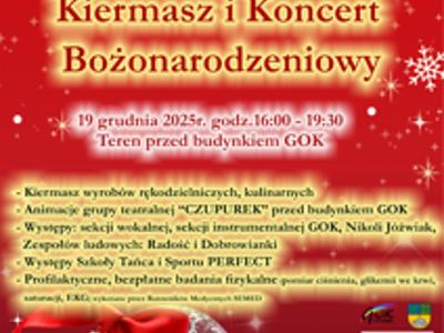 Plakat informujący o Kiermaszu Bożonarodzeniowym.