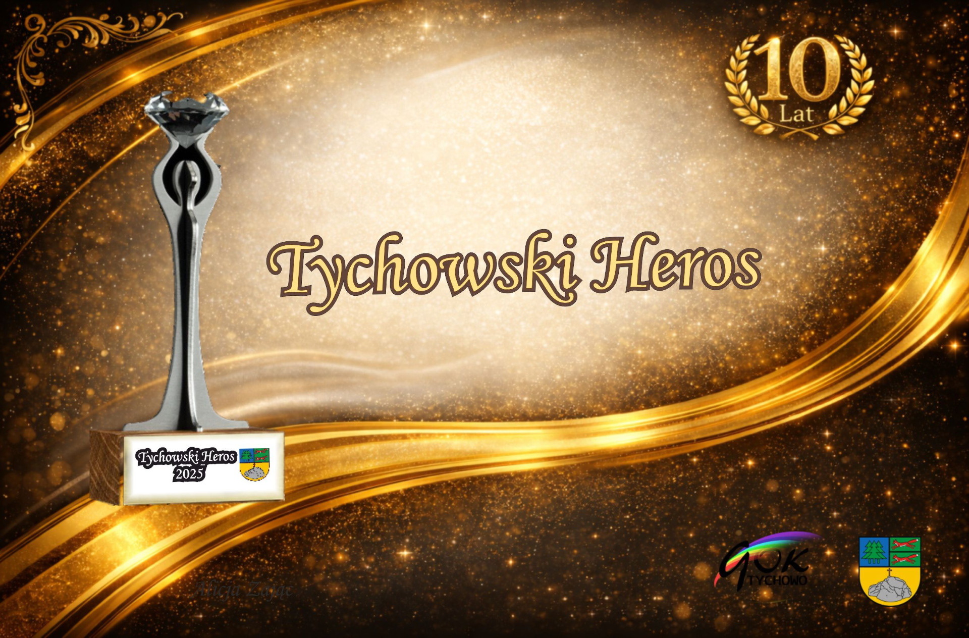 Plakat konkurs Burmistrza Tychowa - Nagroda Tychowski heros za 2025 r. 