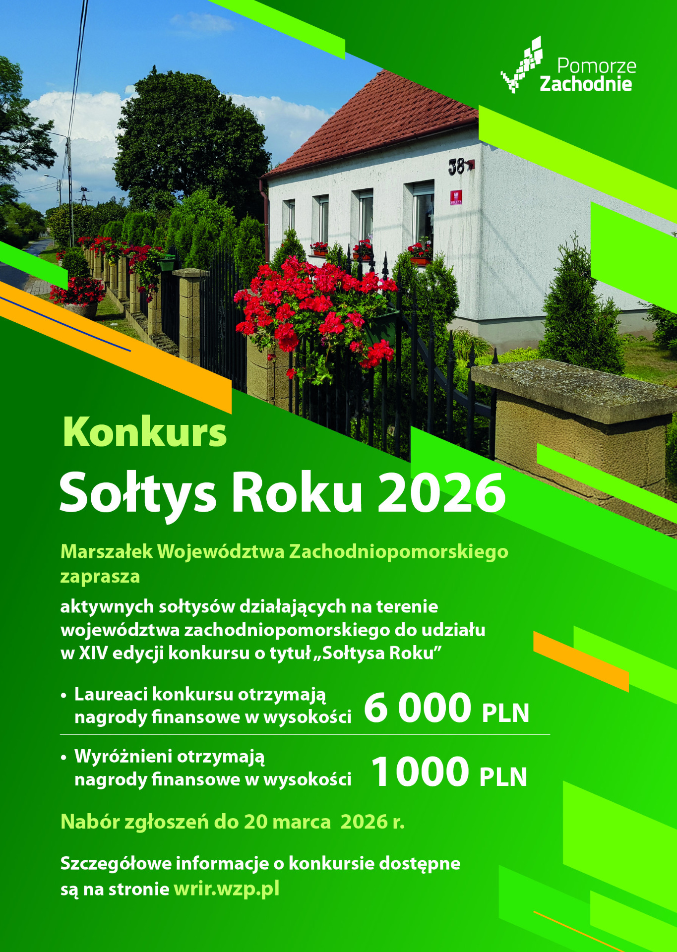 Plakat informujący o konkursie Marszałka Województwa Zachodniopomorskiego Sołtys Roku 