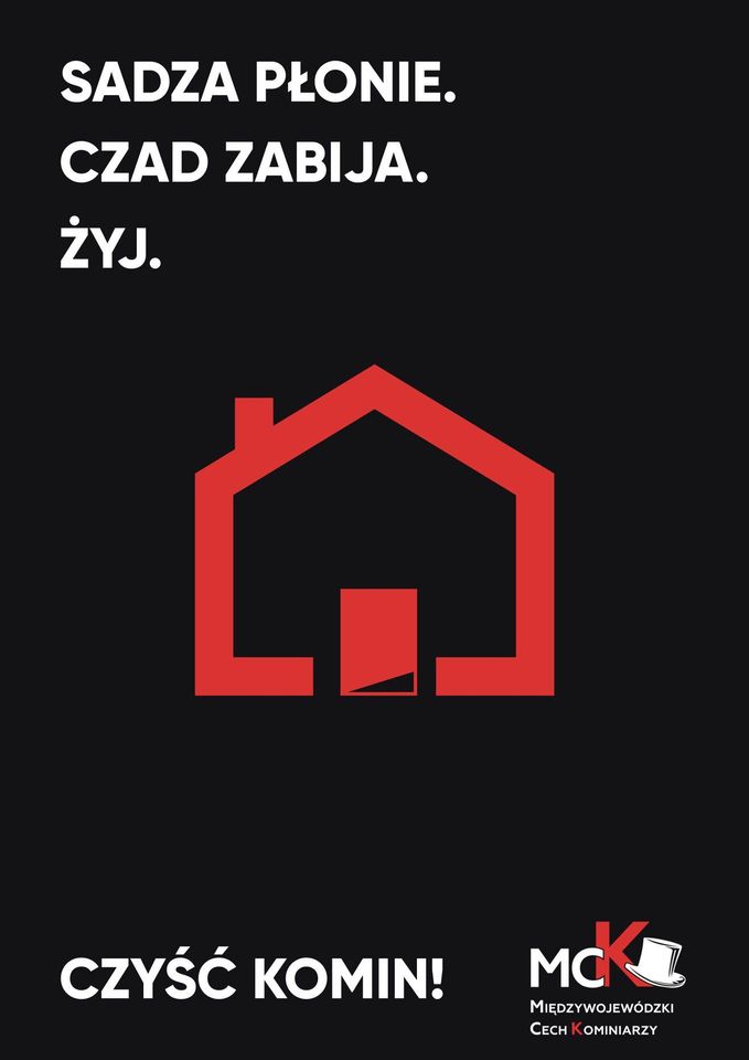 Plakat - sadza płonie, czad zabija