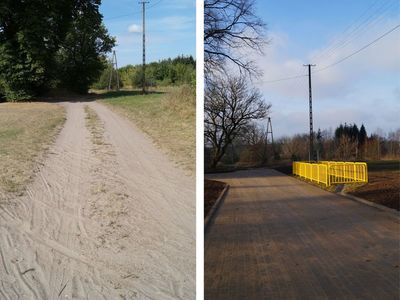 Droga gminna w Liśnicy, stan przed i po zakończeniu inwestycji