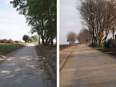 Droga gminna w Liśnicy, stan przed i po zakończeniu inwestycji