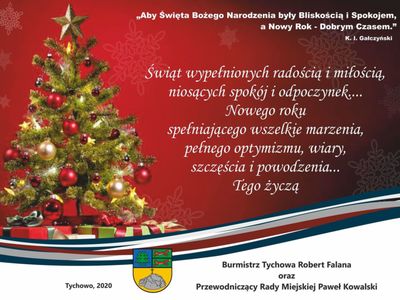 Życzenia świąteczne Burmistrza Tychowa i Przewodniczącego Rady Miejskiej w Tychowie