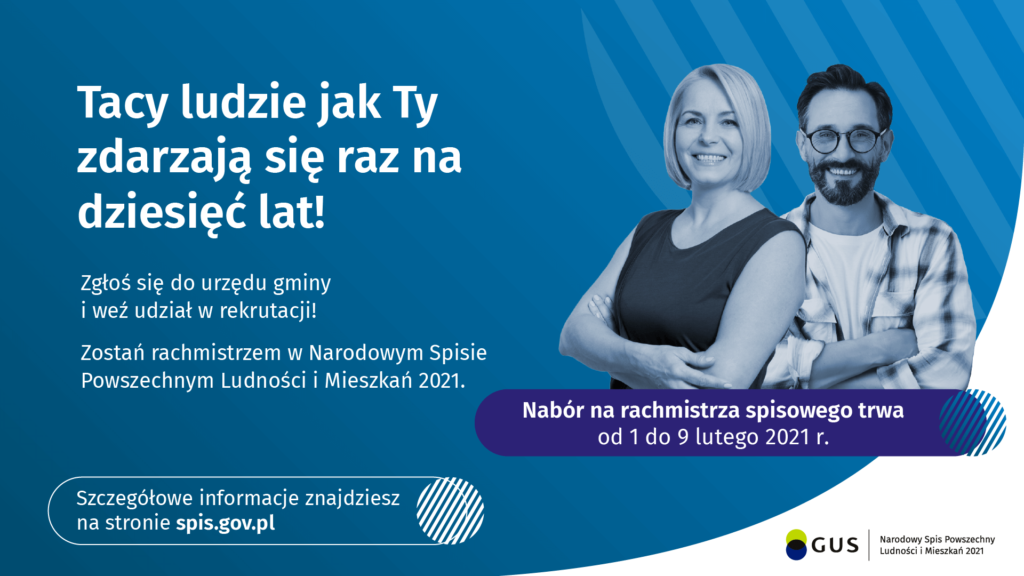Banner zachęcający do zgłoszenia się na kandydata na rachmistrza w określonym terminie.