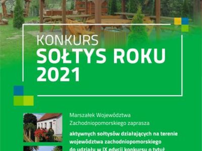 Plakat przedstawiający informacje o konkursie sołtys roku 2021.