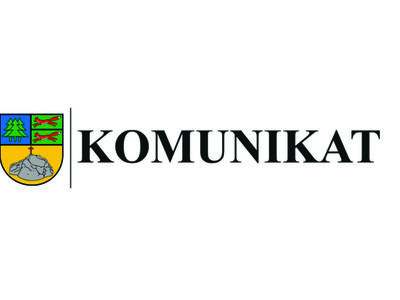 po lewej stronie logo Gminy Tychowo po prawej napis komunikat.