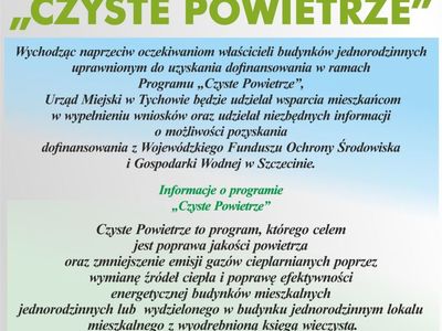 Plakat dotyczący  programu "Czyste powietrze"