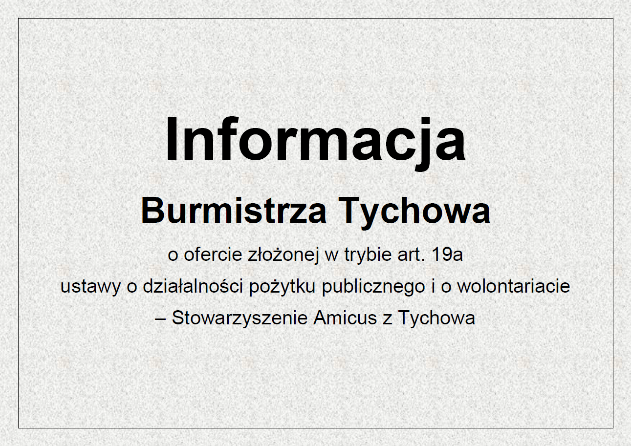 Informacja Burmistrza Tychowa