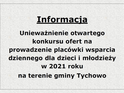 Informacja o unieważnieniu otwartego konkursu ofert