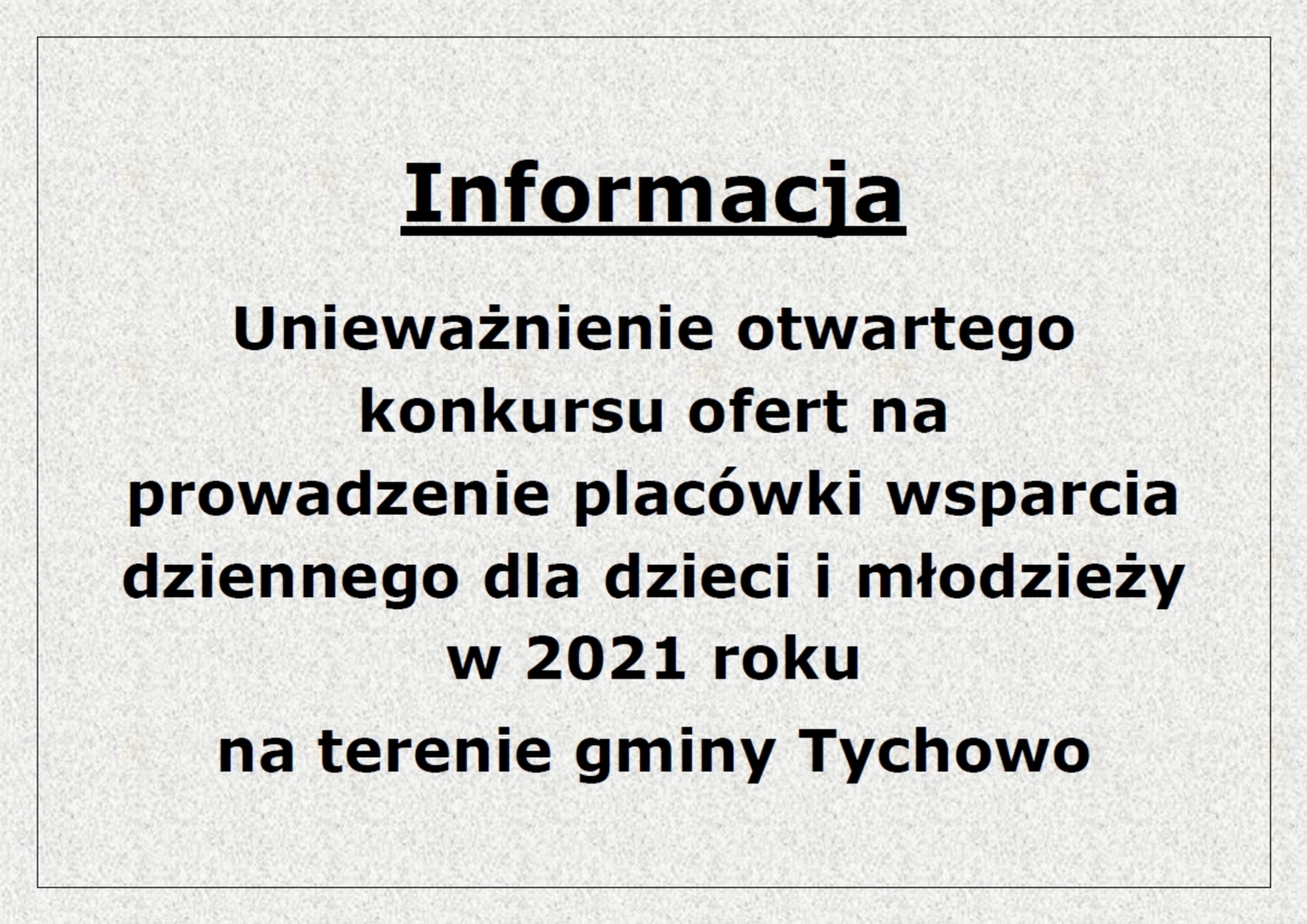 Informacja o unieważnieniu otwartego konkursu ofert 
