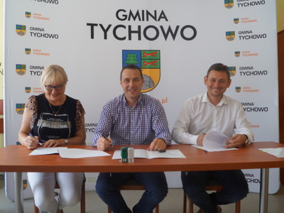 Na zdjęciu od lewej Anna Rydzkowska, Burmistrz Tychowa oraz Wicemarszałek Województwa Zachodniopomorskiego.