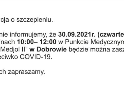 Informacja o szczepieniu .