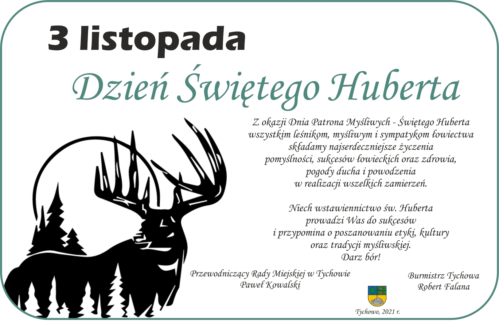 Życzenia z okazji Dnia Świętego Huberta.
