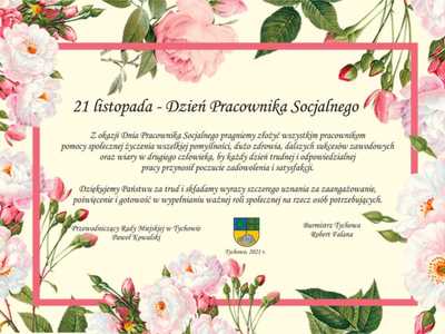 Obraz przedstawia życzenia z okazji dnia Pracownika Socjalnego.