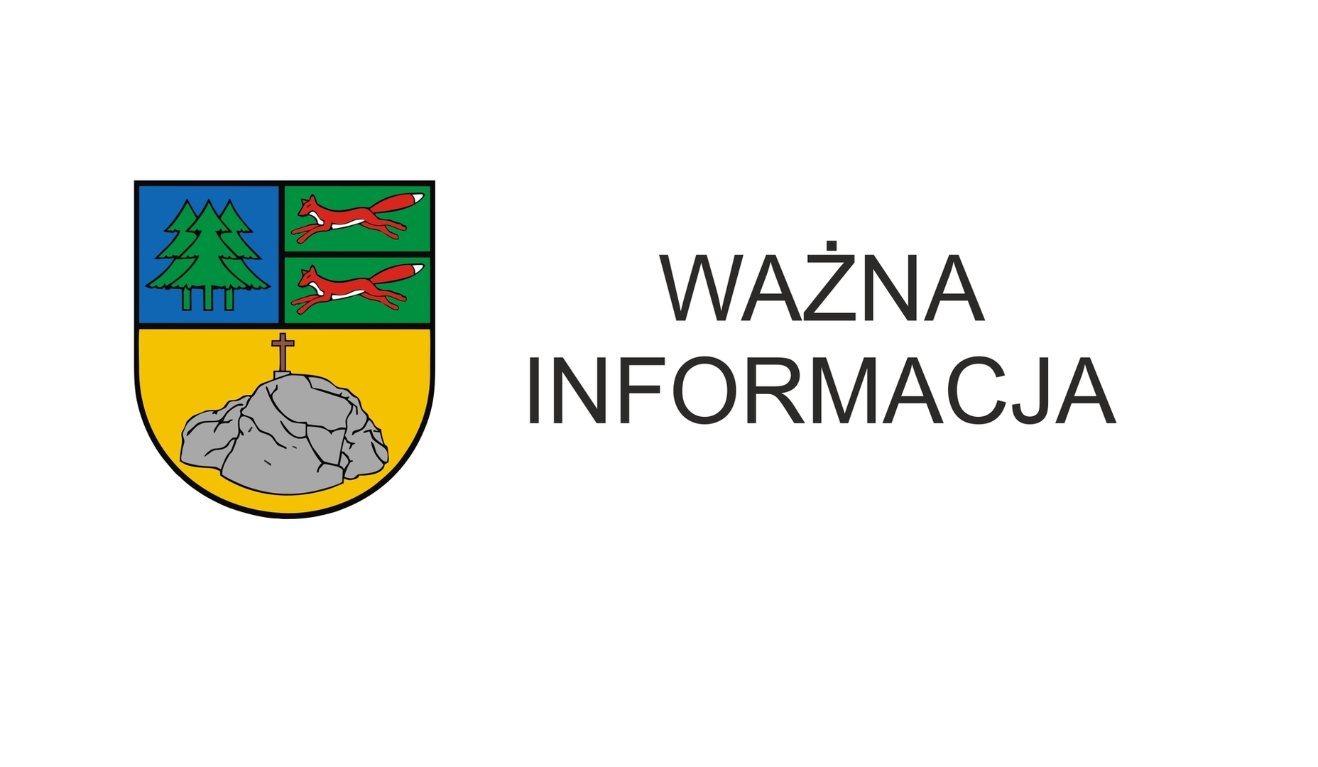 Na białym tle herb Gminy Tychowo oraz napis ważna informacja.