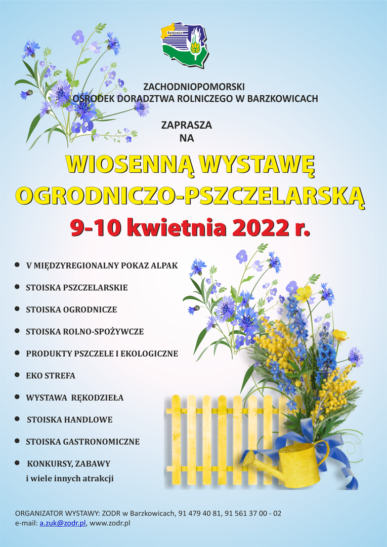 Plakat informujący o wystawie ogrodniczo-  pszczelarskiej.
